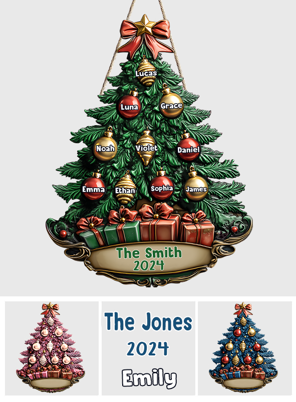 Frohe Weihnachten – Personalisiertes, individuell geformtes Holzschild für die Familie