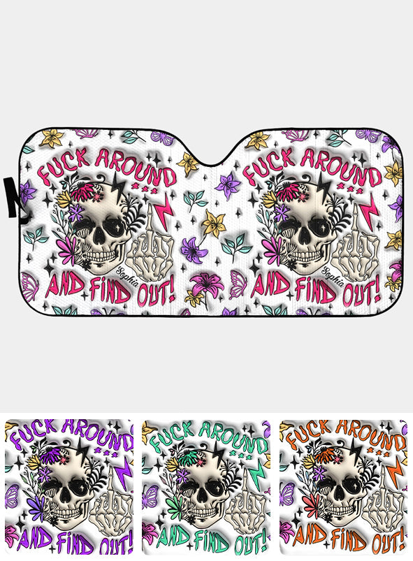 Verarsch es und finde es heraus – personalisierte Totenkopf-Auto-Sonnenblende