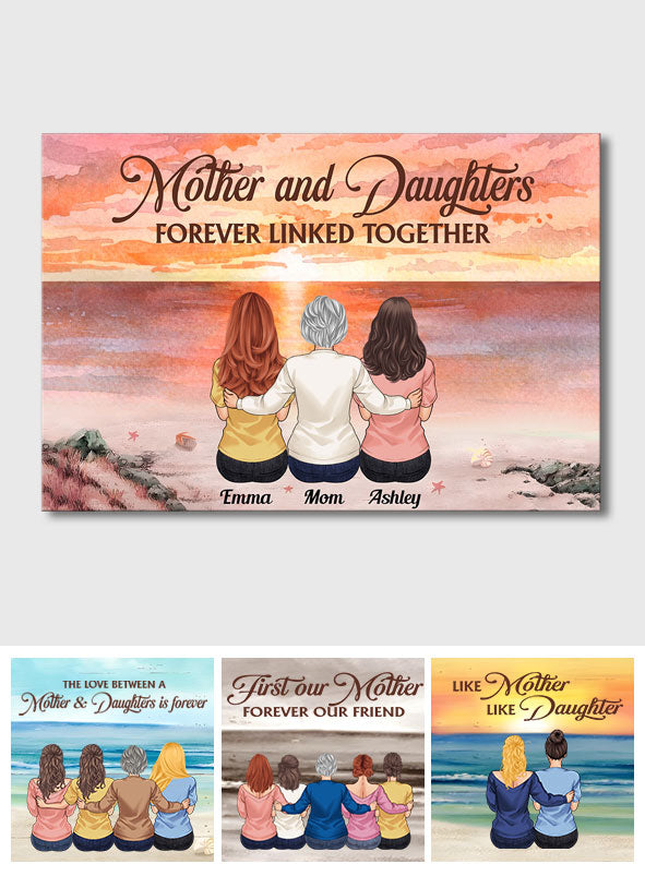 Mutter und Töchter – für immer verbunden – Personalisierte Leinwand und Poster für Mütter