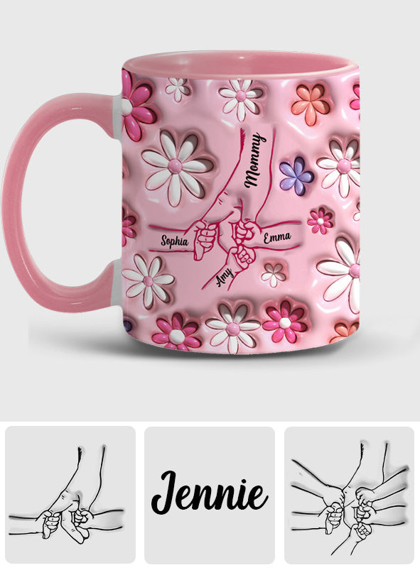 Händchenhalten - Personalisierte Tasse mit Mutter-Akzent