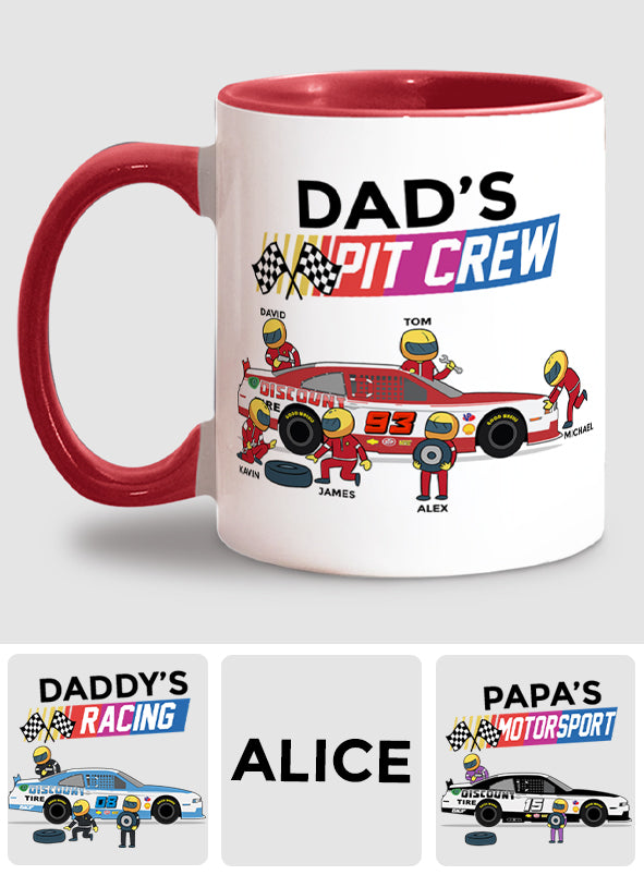 Dad's Pit Crew - Personalized Racing Accent Mug