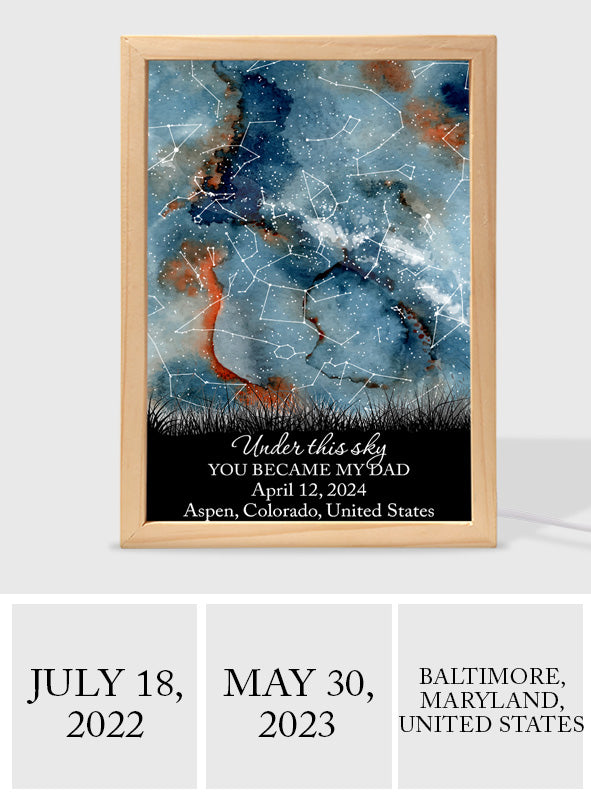 Wo alles begann – Personalisierter Bilderrahmen mit Leuchtkasten für Väter