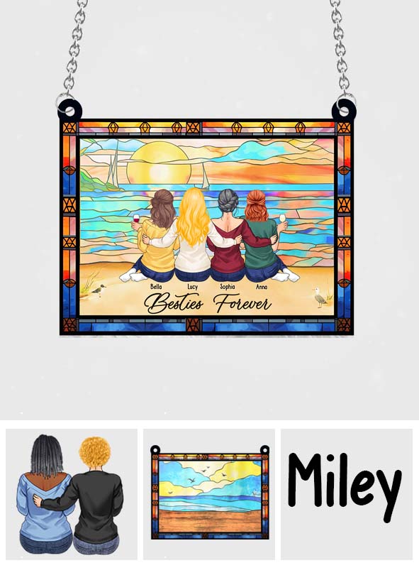 Für immer beste Freundinnen – Personalisierter Fensterhänger mit Sonnenfänger-Dekoration für beste Freundinnen