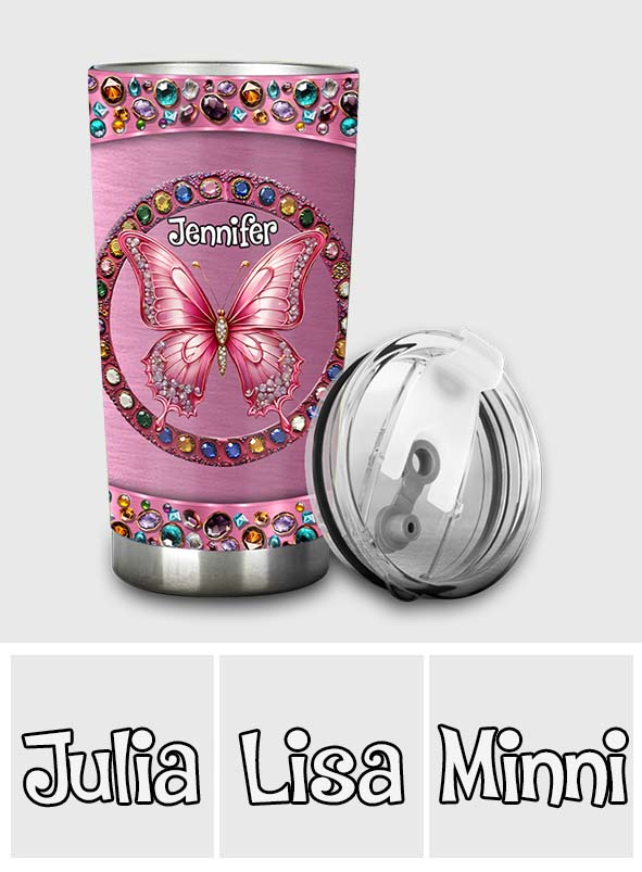 Wunderschöner rosa personalisierter Schmetterlingsbecher