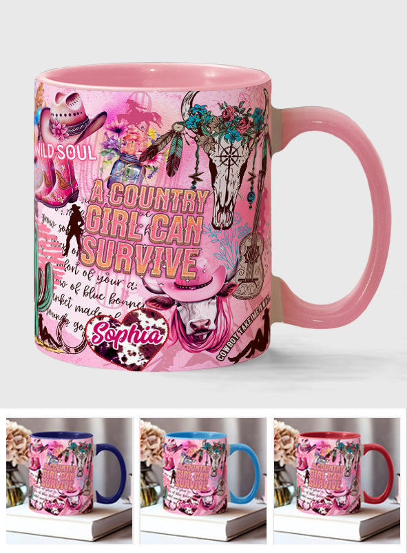 Ein Landmädchen kann überleben – Personalisierte Tasse mit ländlichem Akzent