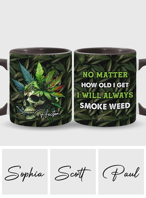Totenkopf mit grünem Blatt – personalisierte Tasse mit Cannabis-Akzent