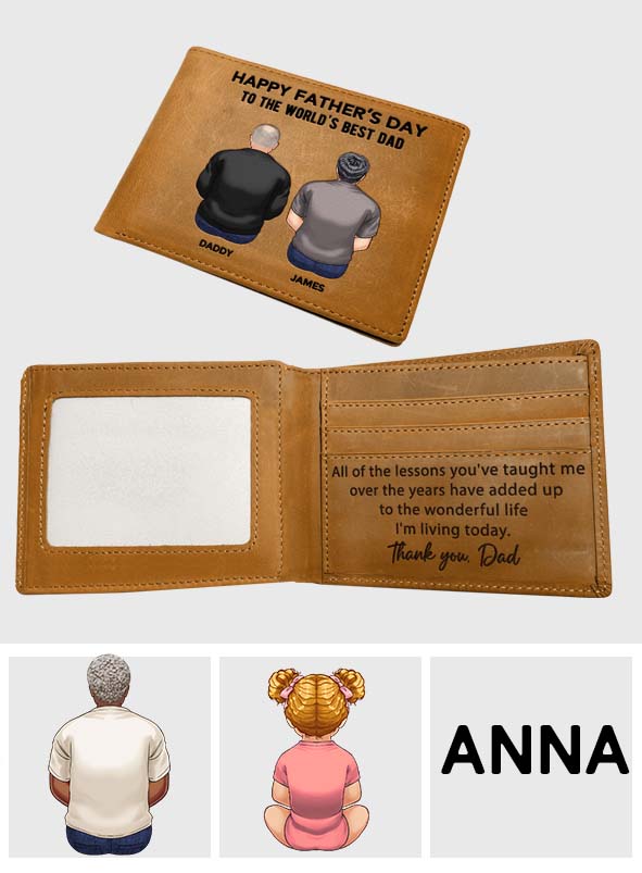 Alle Lektionen, die du mir beigebracht hast, Papa – Personalisierte Geldbörse aus Leder für Väter