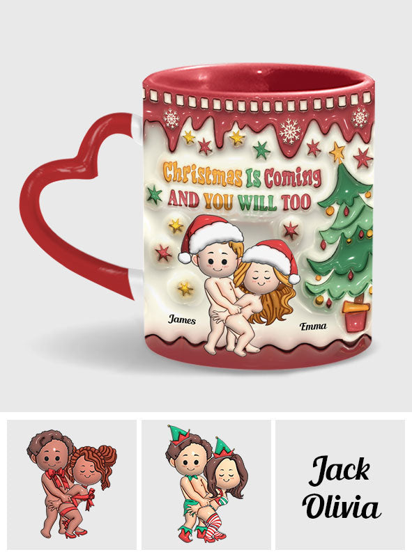 Weihnachten naht – Personalisierte Tasse mit Herzgriff für Paare