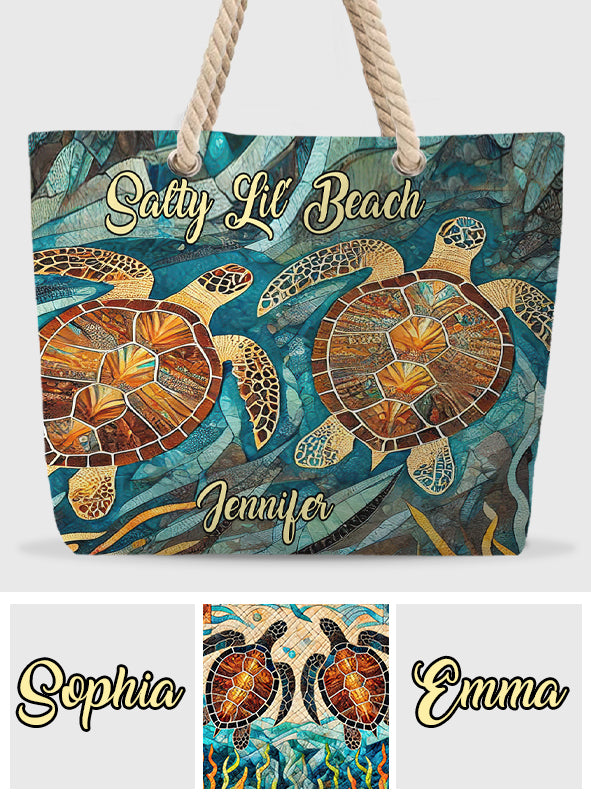 Salty Lil Beach – Personalisierte Schildkröten-Strandtasche