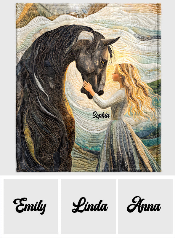 Einfach ein Mädchen, das Pferde liebt – personalisierte Pferdedecke