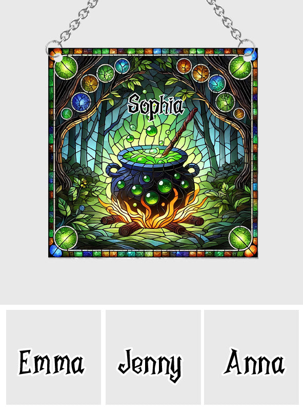 Witch's Cauldron - Personalized Witch Window Hanging Suncatcher Ornament