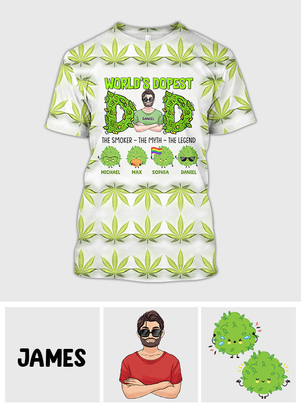 Der coolste Papa der Welt – personalisiertes T-Shirt mit Weed-Aufdruck