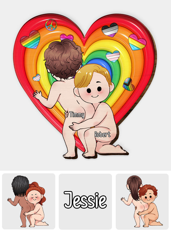 Pride Cute Couple - Personalized LGBT Support Shaped Car Visor Clip