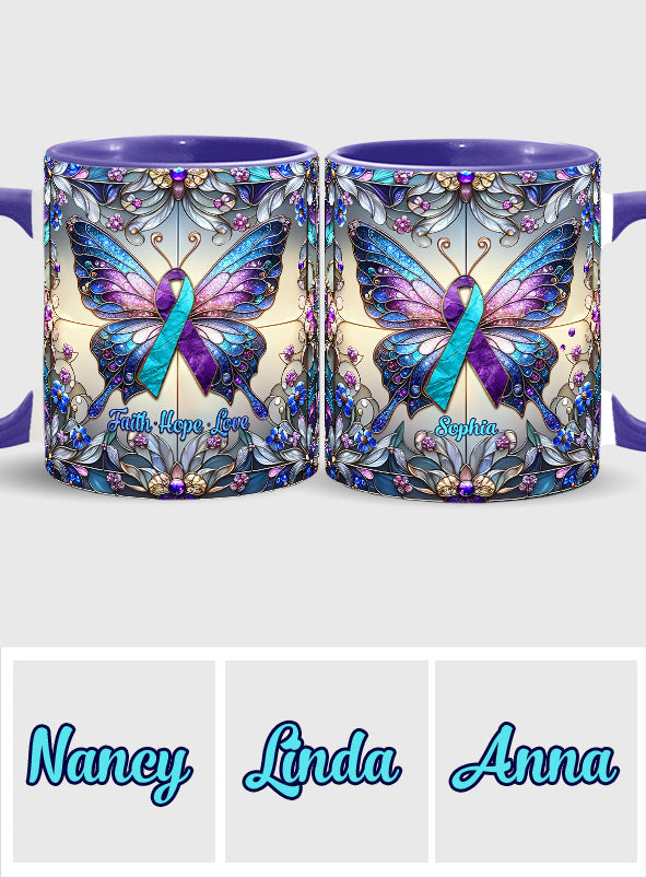 Glaube, Hoffnung, Liebe – Personalisierte Tasse mit Akzent zur Suizidprävention