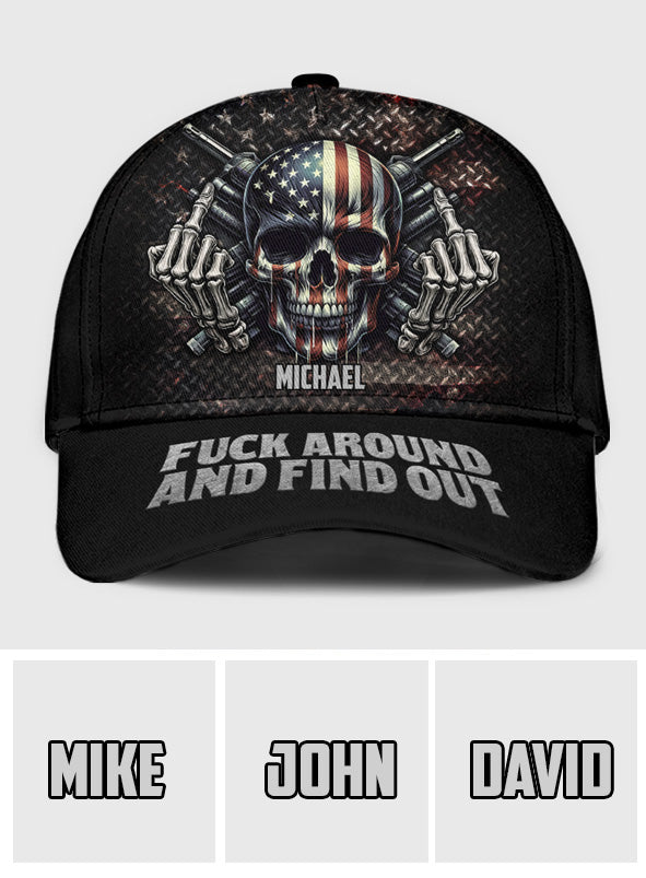 American Flag Skeleton - Personalized Skull Classic Cap