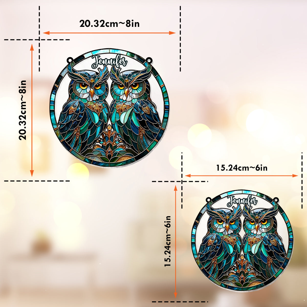 Wunderschöne Eulen – Personalisierter Eulen-Fensterhänger als Sonnenfänger
