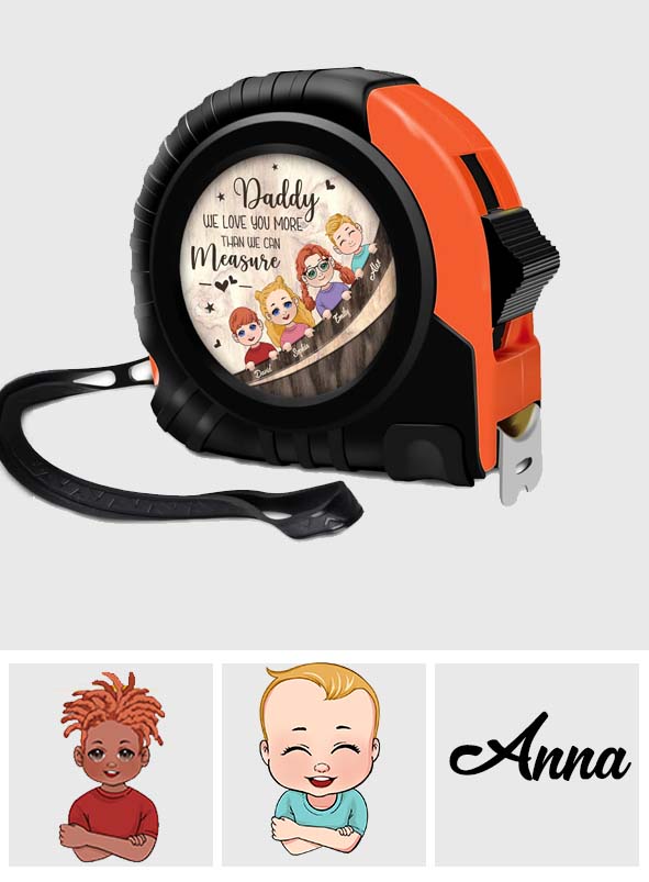 Wir lieben dich mehr, als wir messen können – personalisiertes Maßband für Väter