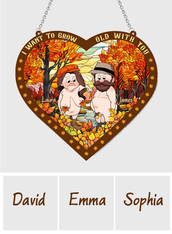 Ich möchte mit dir alt werden – Personalisierter Sonnenfänger für Paare zum Aufhängen am Fenster