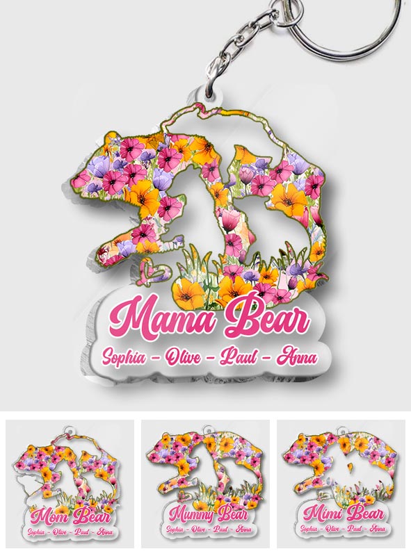 Mama Bär – Personalisierter transparenter Schlüsselanhänger für Mutter