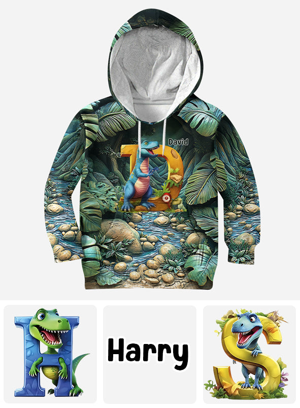 Dinosaur Letter - Personalized Kid All Over Shirt