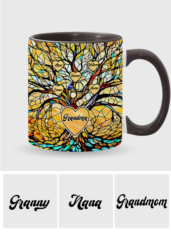 Unser Stammbaum – Personalisierte Tasse mit Oma-Motiv