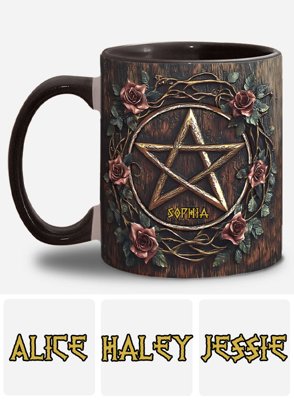 Wunderschönes Pentagramm – personalisierte Tasse mit Hexenmotiv