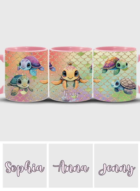 Niedliche Schildkröten – Personalisierte Tasse mit Schildkrötenmotiv
