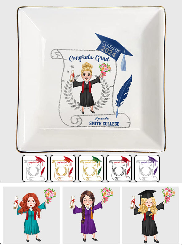 Class of 2024 Graduation Gift for Daughter Granddaughter - Personalized Graduation Jewelry Dish