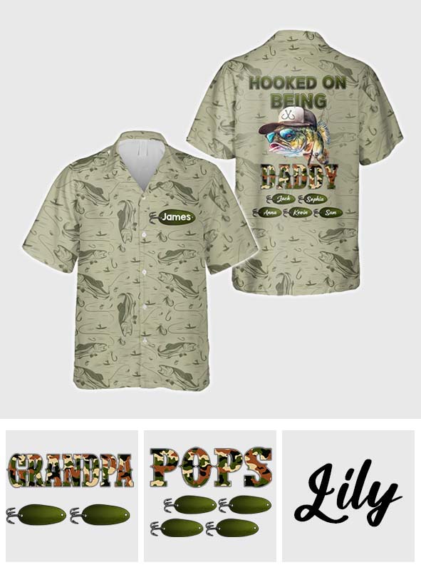 Verrückt nach dem Vater-/Opa-Dasein... - Personalisiertes Angel-Hawaiihemd