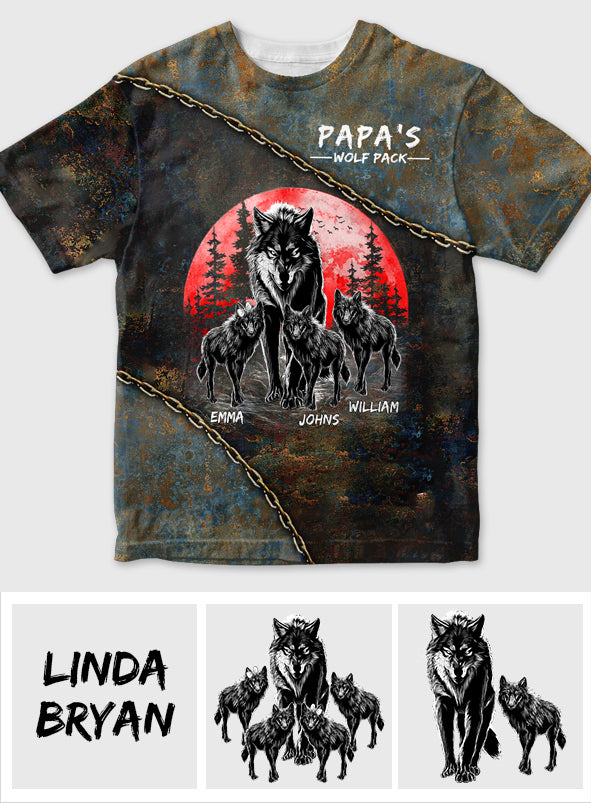 Papa Wolf Pack - Personalisiertes Vater-Shirt