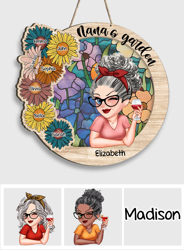 Omas Garten – Personalisiertes, individuell geformtes Holzschild „Oma“