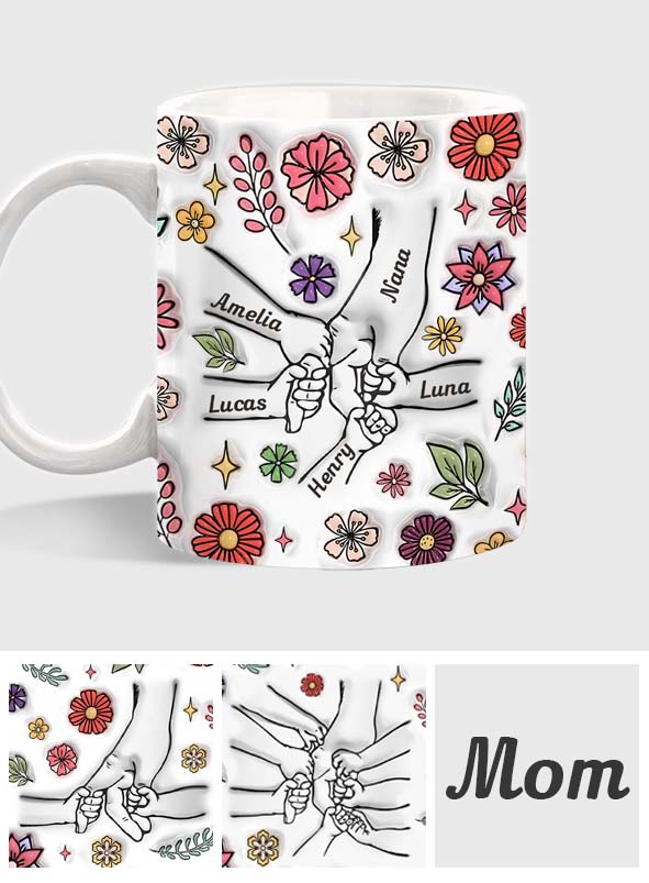 Frühlingsblumen-Hand-Haltung Oma Mama - Personalisierte Oma-Tasse