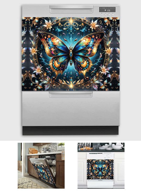 Atemberaubender goldener Schmetterling – Geschirrspülerabdeckung in Schmetterlingsform