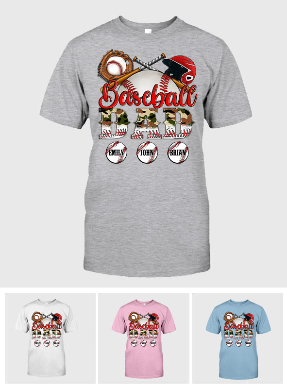 Bester Baseball-Papa aller Zeiten – Camouflage-Design – Personalisiertes Vater-T-Shirt und Hoodie