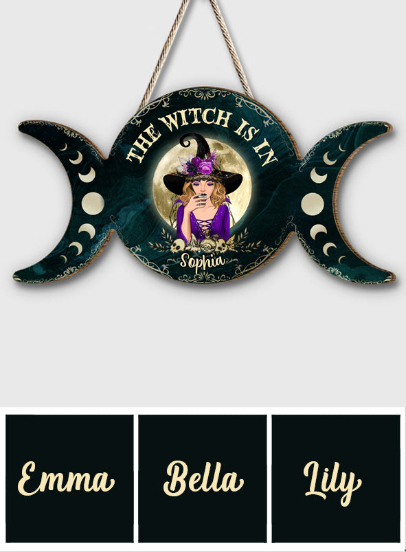 Triple Moon - Personalized Witch Custom Shaped Wood Sign
