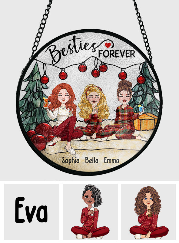 Schwestern für immer – Personalisierter Buntglas-Sonnenfänger „Beste Freundin“