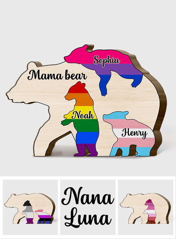 Proud Mama Bear - Personalized LGBT Support Shaped Wooden Puzzle