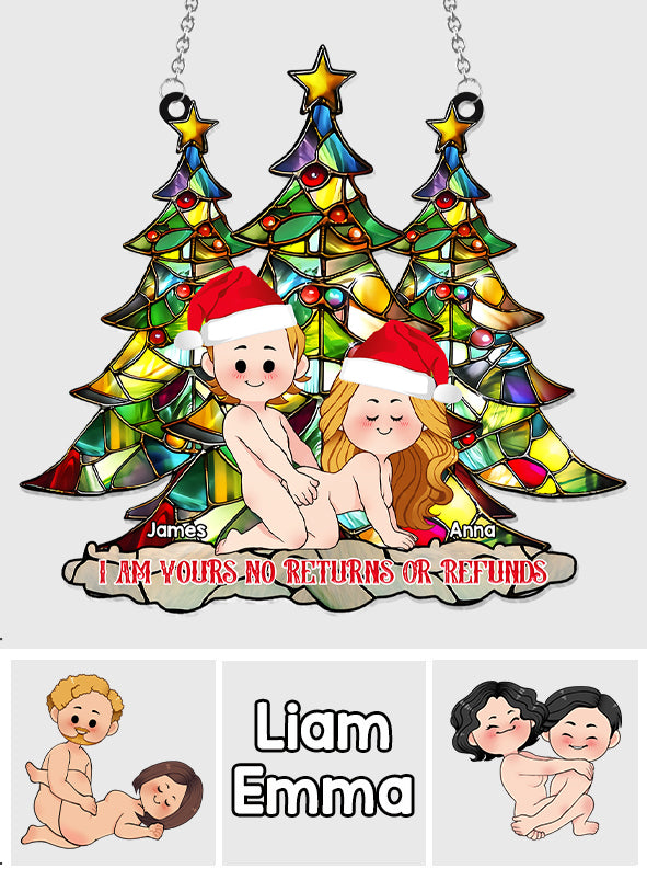 Ich gehöre dir – Keine Rückgabe oder Rückerstattung – Personalisierter Fensterhänger für Paare