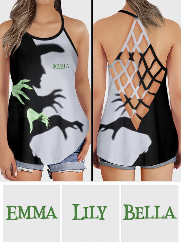 Halloween Witch Shadow - Personalized Witch Cross Tank Top