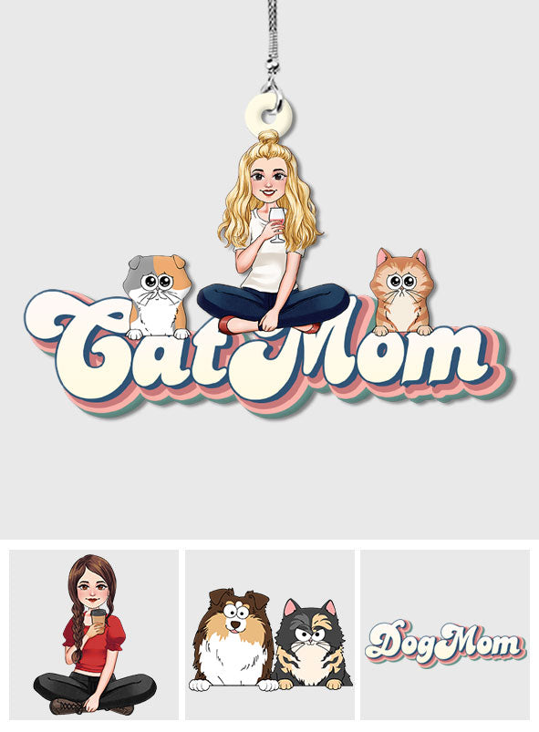 Katzenmama, Hundemama, Katzenpapa, Hundepapa, Tierliebhaber - Personalisierter Katzen-Autoanhänger