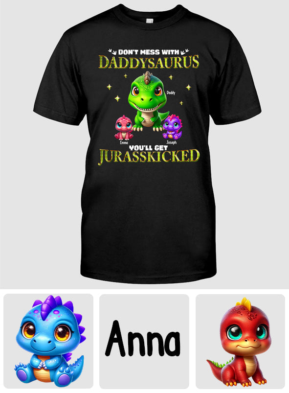 Daddysaurus Grandpasaurus 3D-Dinosaurier – Personalisiertes Vater-T-Shirt und Hoodie