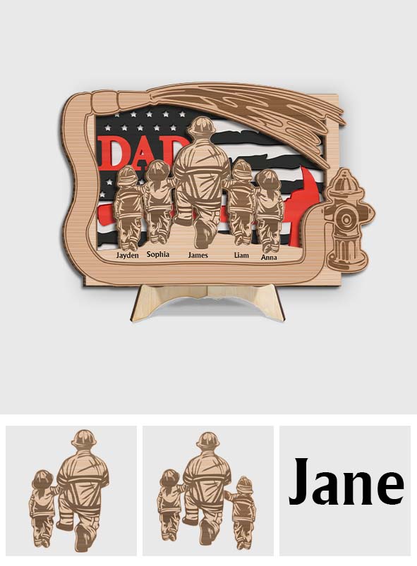 Daddy's Team – Personalisiertes zweilagiges Holzschild „Vater“ / Holzplakette