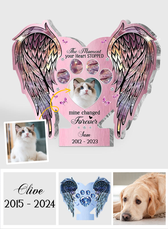 Gedenkflügel Deine Flügel waren bereit, aber mein Herz nicht - Personalisierte Acrylplakette in Katzenform