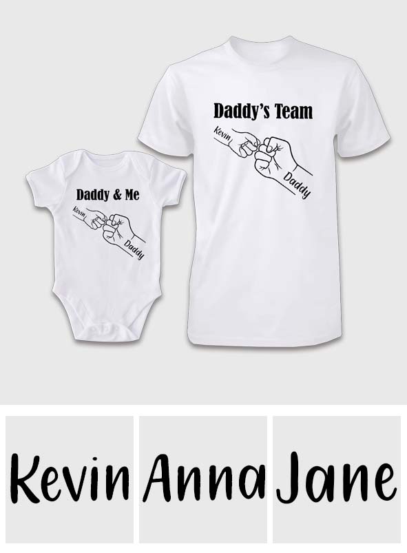 Papa und ich – Papas Team – Personalisiertes Vater-T-Shirt und Baby-Body
