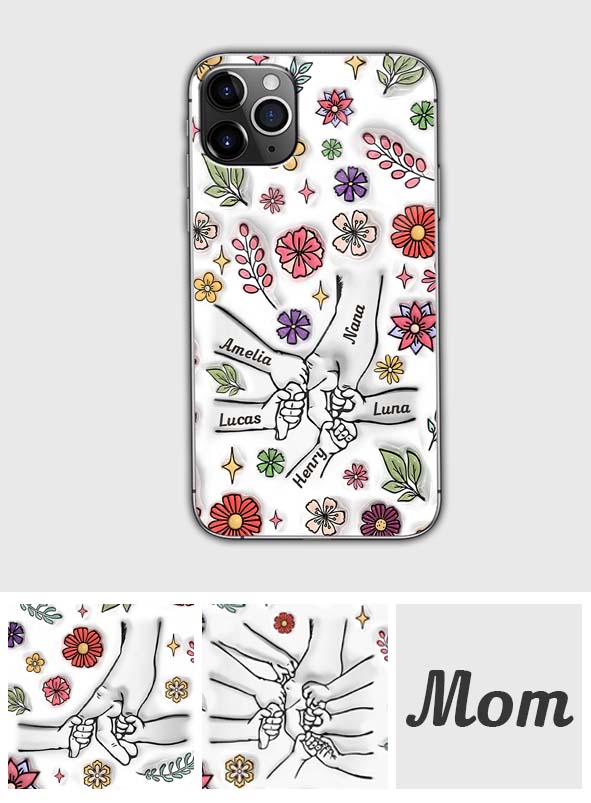 Spring Flower Holding Hands Nana Mom - Personalized Grandma Phone Case