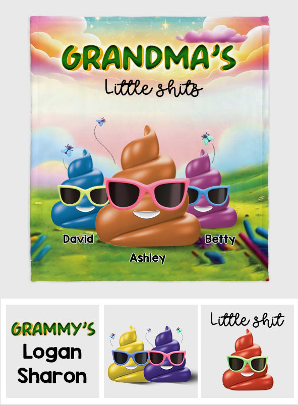 Grandma's Little Shit - Personalized Grandma Blanket