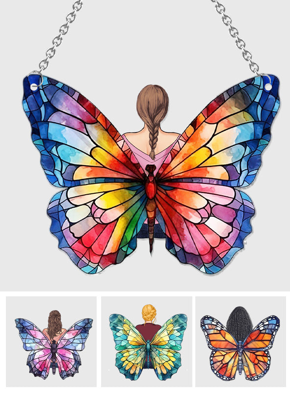 Butterly Girl - Personalized Butterfly Window Hanging Suncatcher Ornament