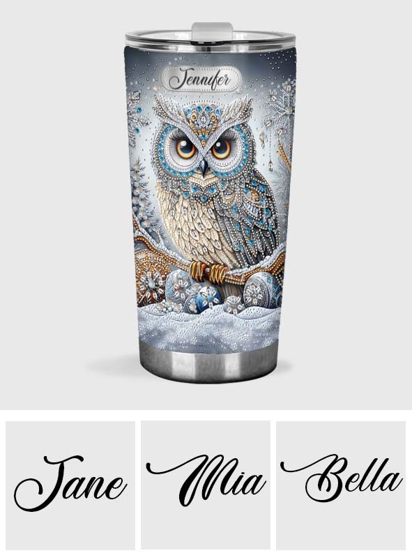 Sparkle Blue Owl - Personalized Owl Tumbler