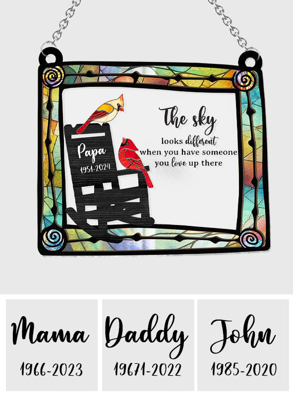 The Sky Looks Different In Loving Memory - Personalized Memorial Window Hanging Suncatcher Ornament