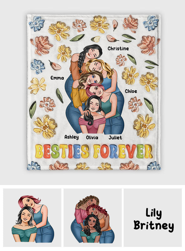 Beste Freundinnen für immer – Personalisierte Decke im Blumen-Design